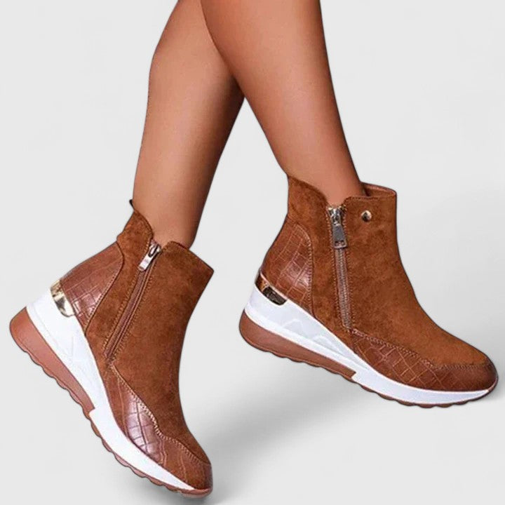 BROOKE – STYLISH ZIP-UP WEDGE BOOTS