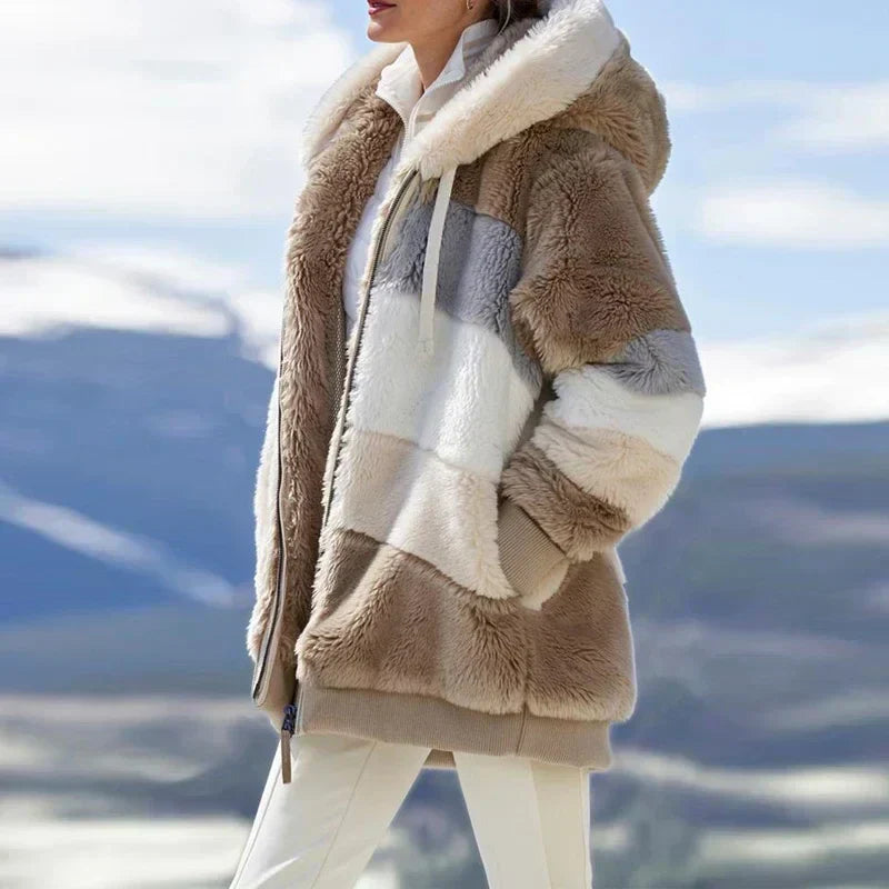 PlaidFusion™ - Women's Hooded Cashmere Coat