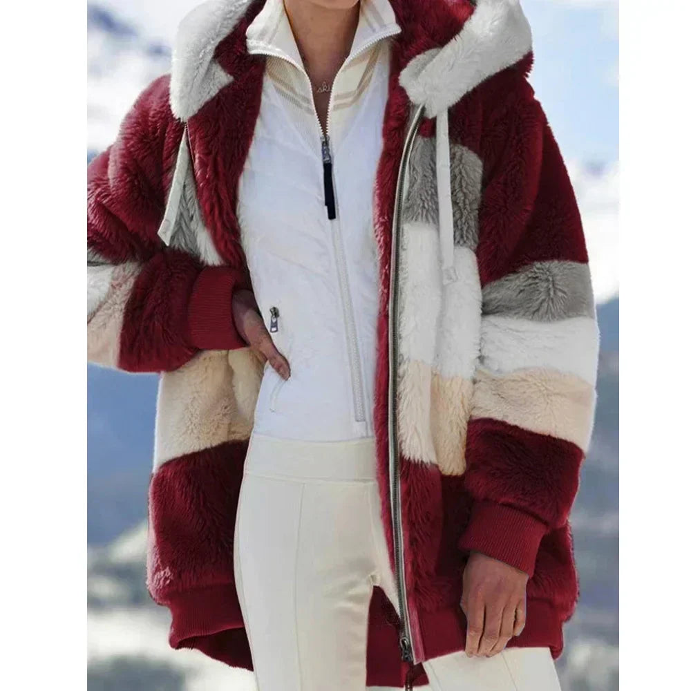 PlaidFusion™ - Women's Hooded Cashmere Coat