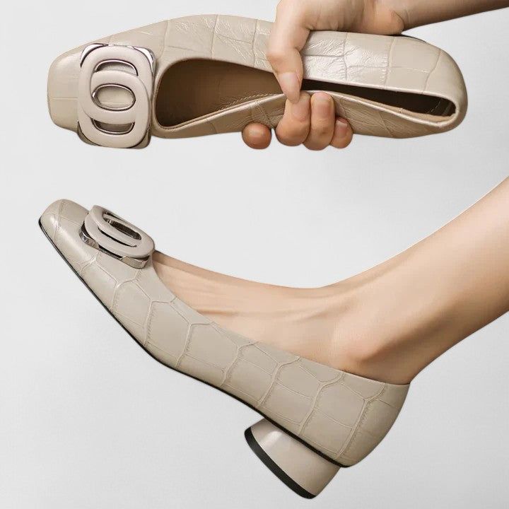 OLIVIA – ELEGANT SQUARE BUCKLE BLOCK HEELS