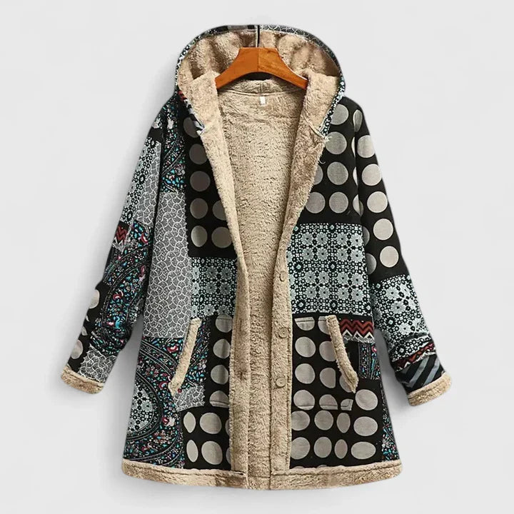 CARRIE – COZY FLORAL HOODED COAT
