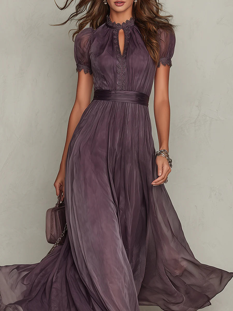 Marie | Long purple dress with keyhole neckline
