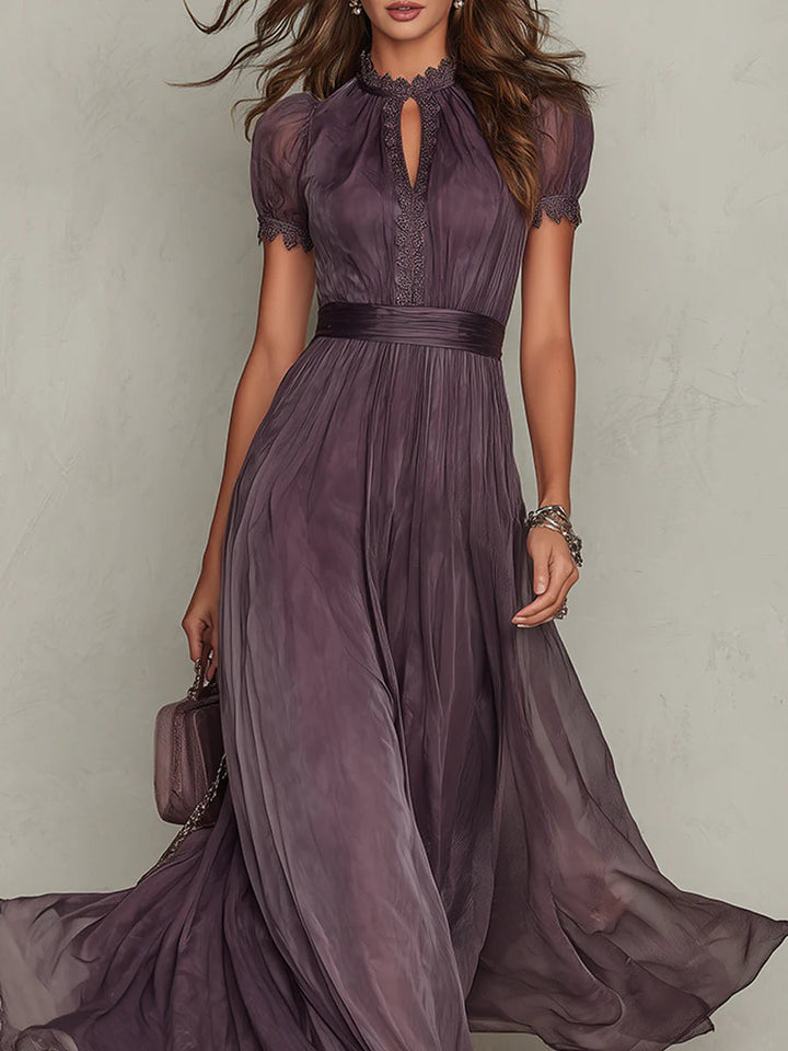 Marie | Long purple dress with keyhole neckline