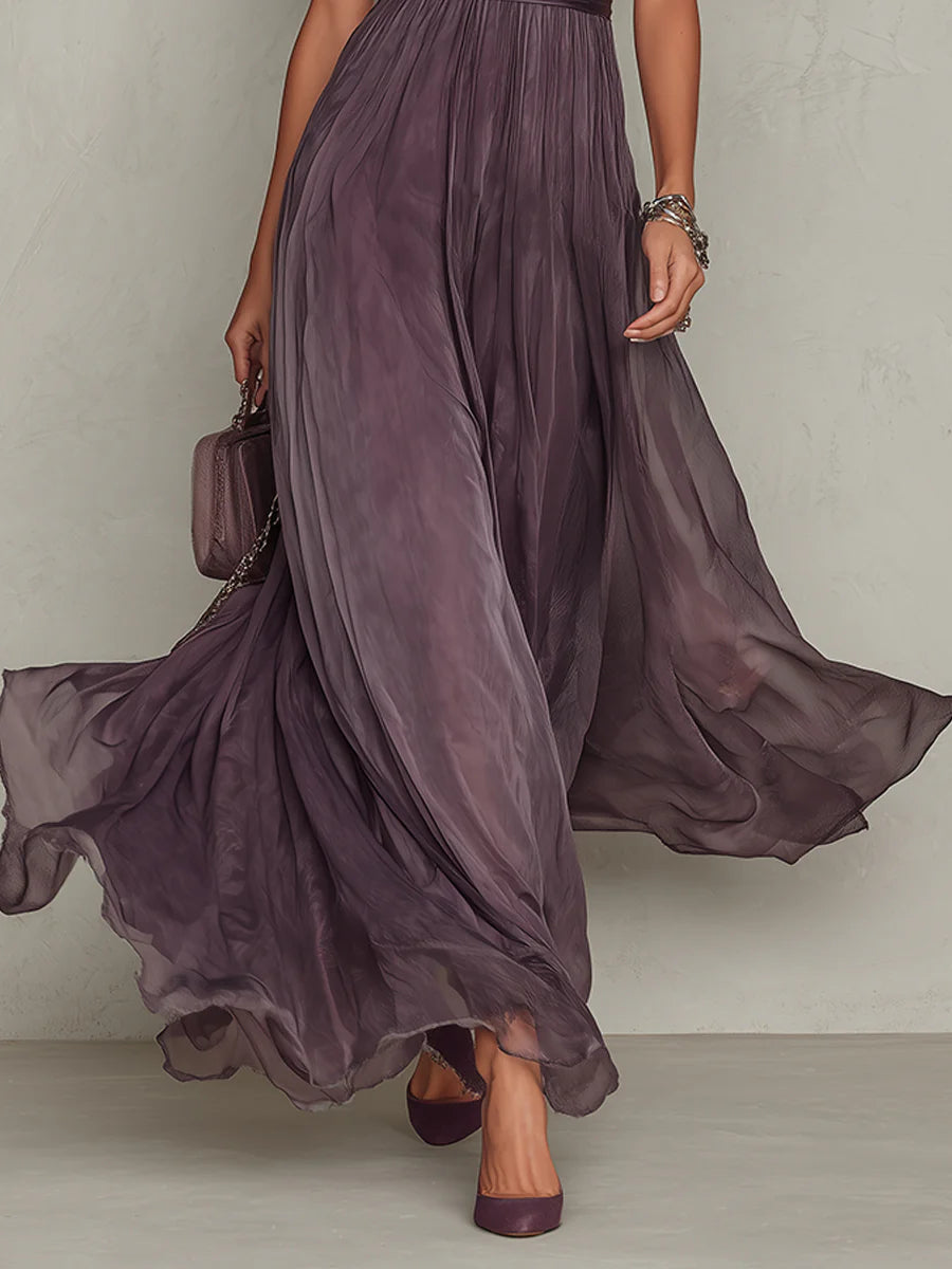 Marie | Long purple dress with keyhole neckline