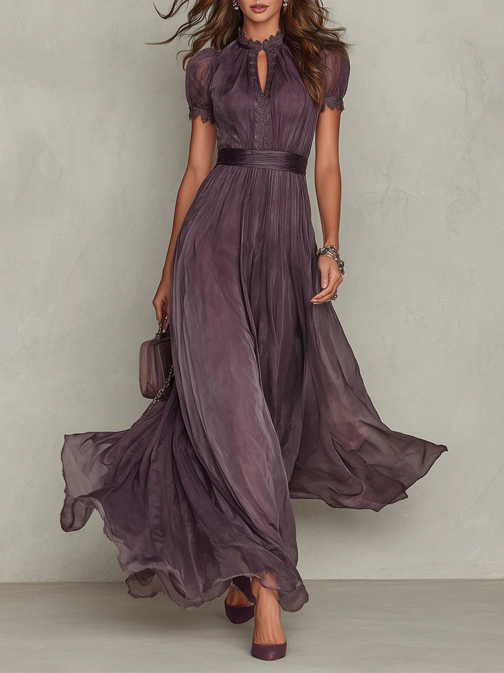 Marie | Long purple dress with keyhole neckline