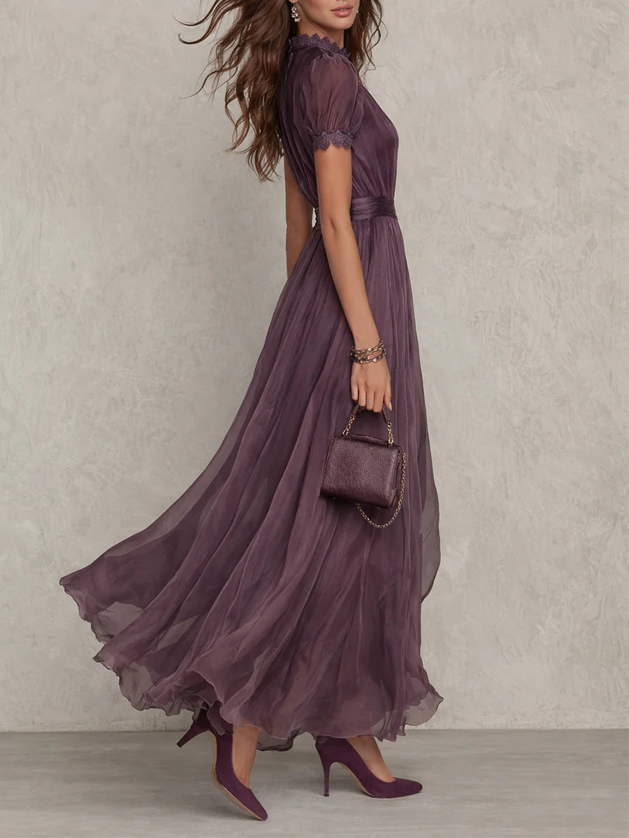 Marie | Long purple dress with keyhole neckline