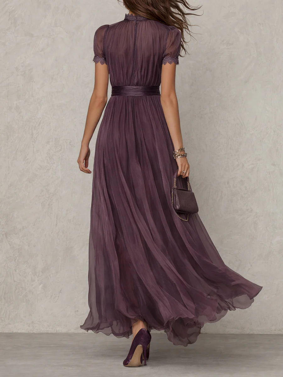 Marie | Long purple dress with keyhole neckline