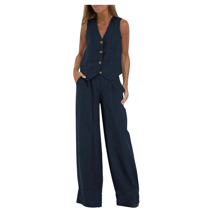 Tailored Vest & Wide-Leg Cotton Set