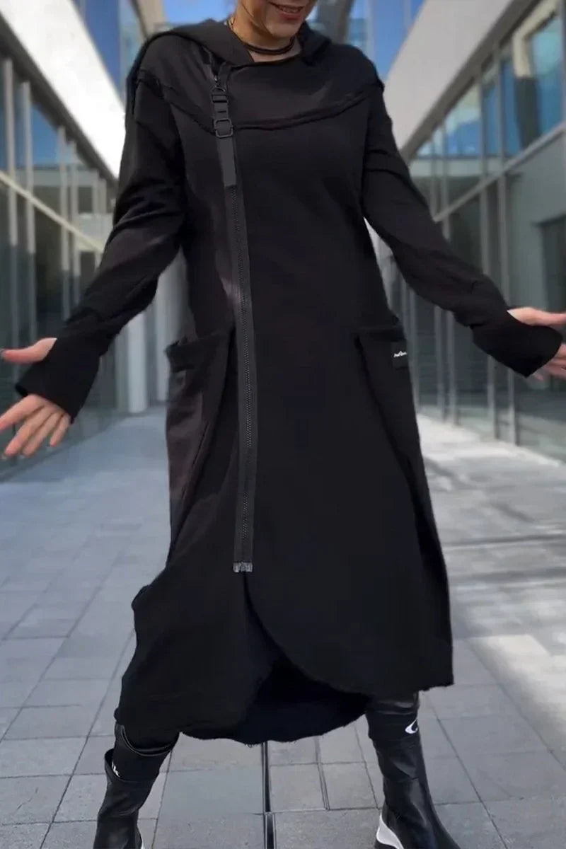 RILEY – FUTURISTIC HOODED LONG COAT