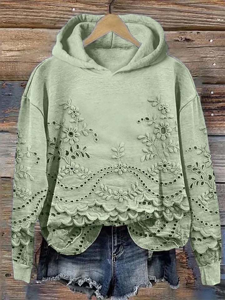 Rosa | Lace-Trim Charm Hoodie