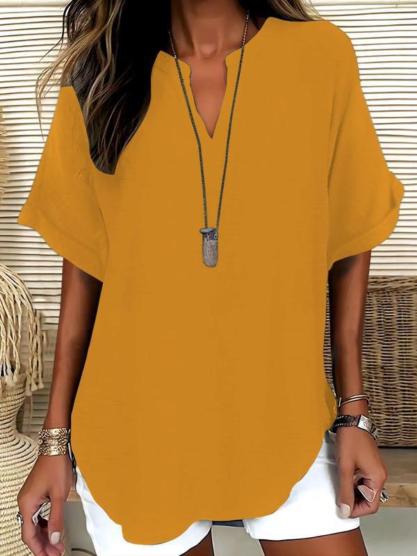 Atasia | Soft-Touch Notched-Neck Blouse