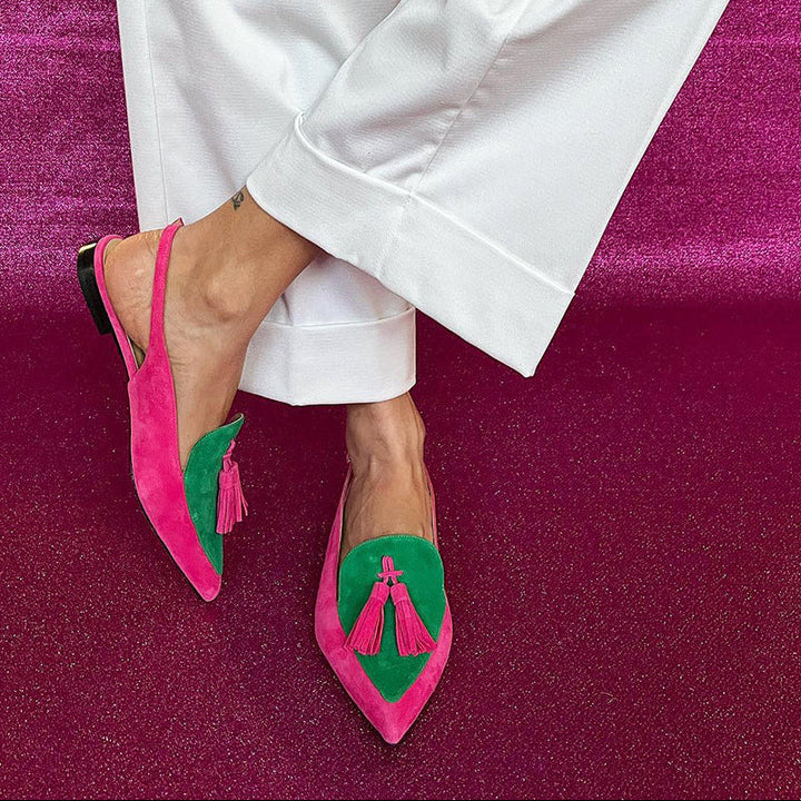 Frendessa | Fringe Ballet Flats with Ankle Strap