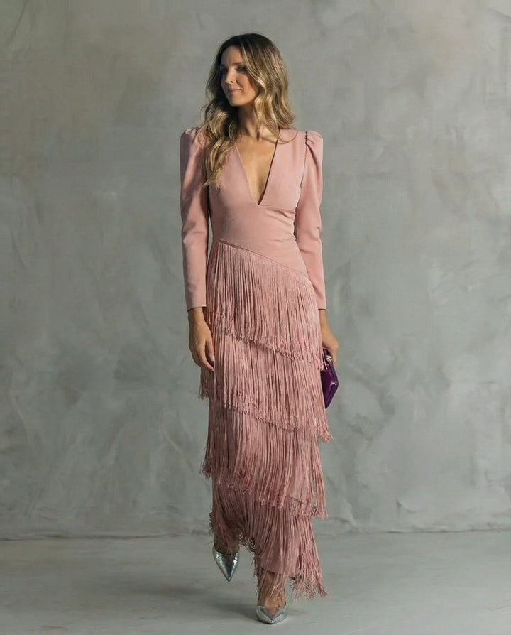Seraphina™ – Chic Fringe Midi Dress