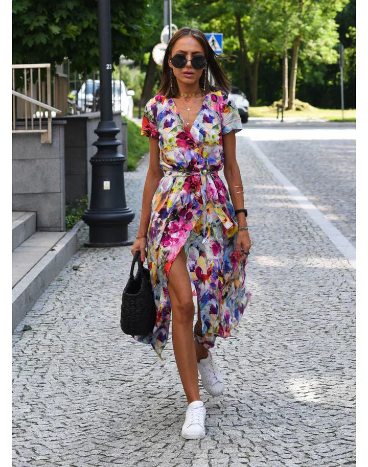 Julia™ – Elegant V-Neck Sculpting Dress