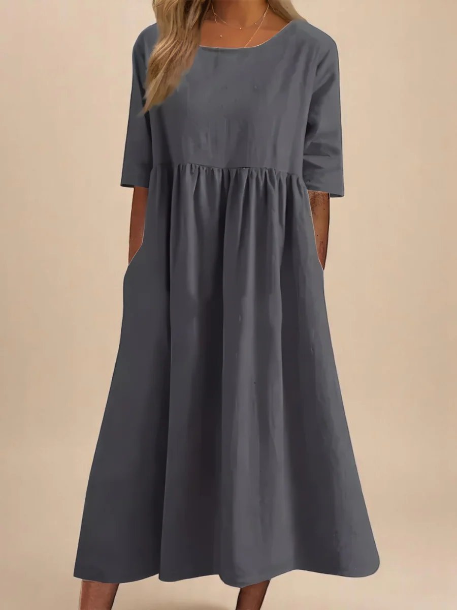 Hailey™ | Relaxed Fit Three-Quarter Sleeve Midi Dress