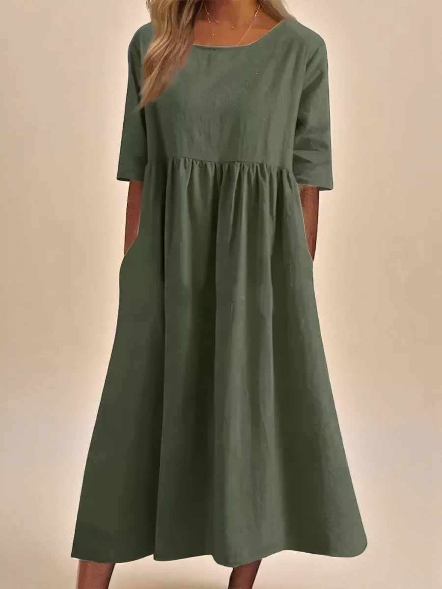 Hailey™ | Relaxed Fit Three-Quarter Sleeve Midi Dress