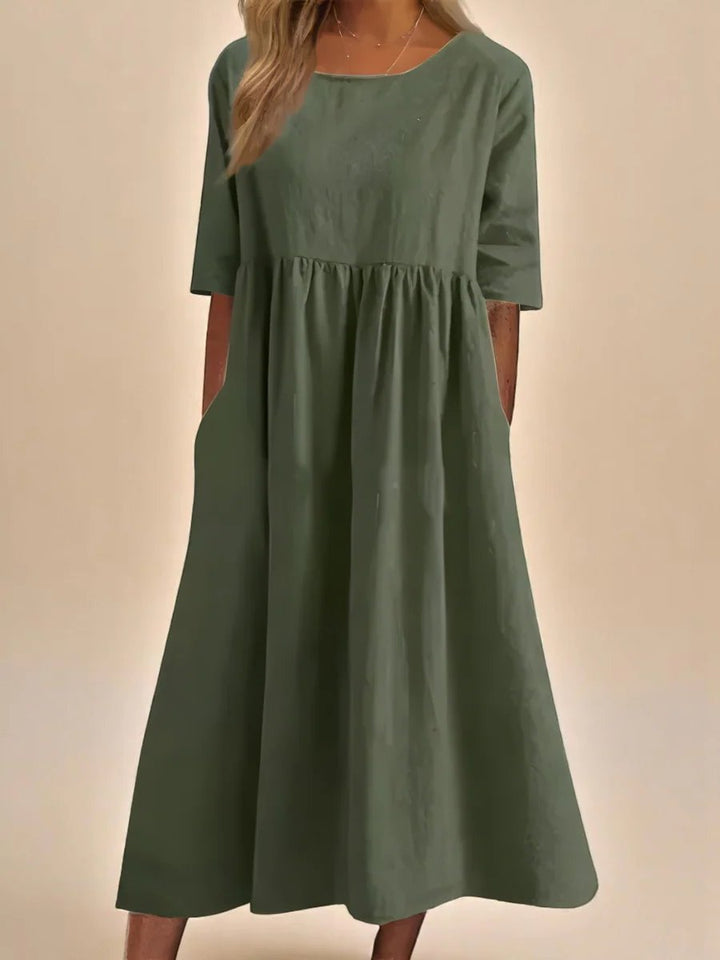 Hailey™ | Relaxed Fit Three-Quarter Sleeve Midi Dress
