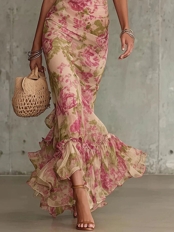 Gabriella™ | Vintage Print Puff Sleeve Maxi Dress