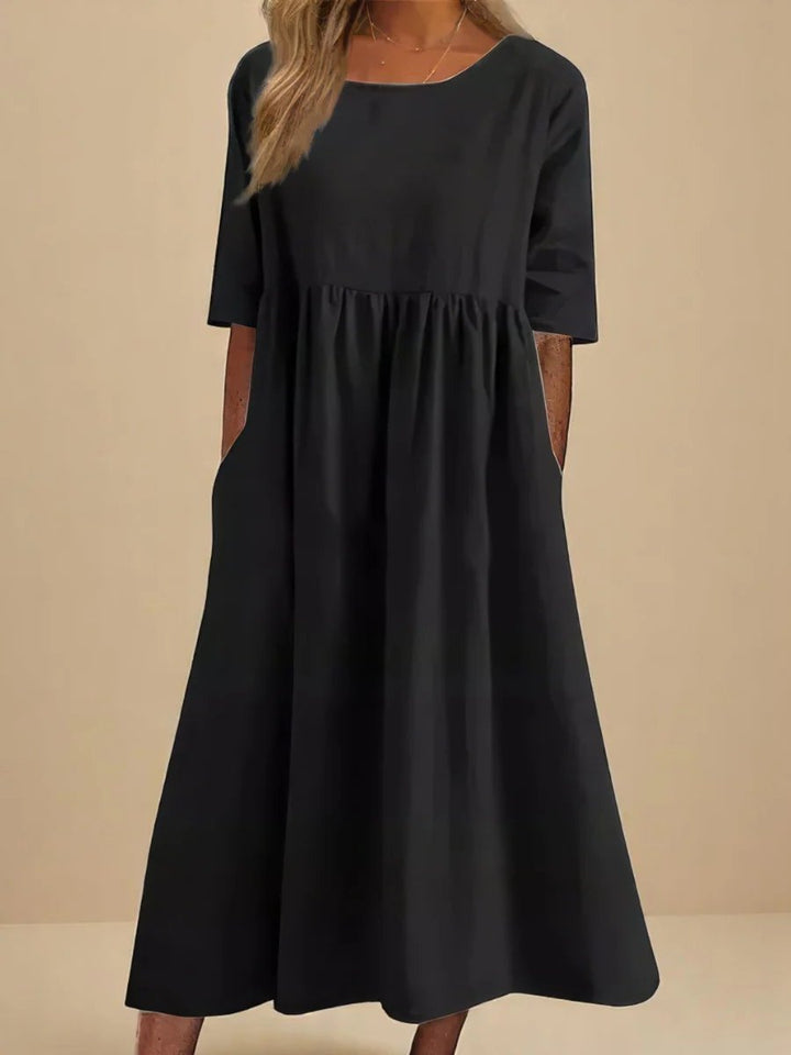 Hailey™ | Relaxed Fit Three-Quarter Sleeve Midi Dress
