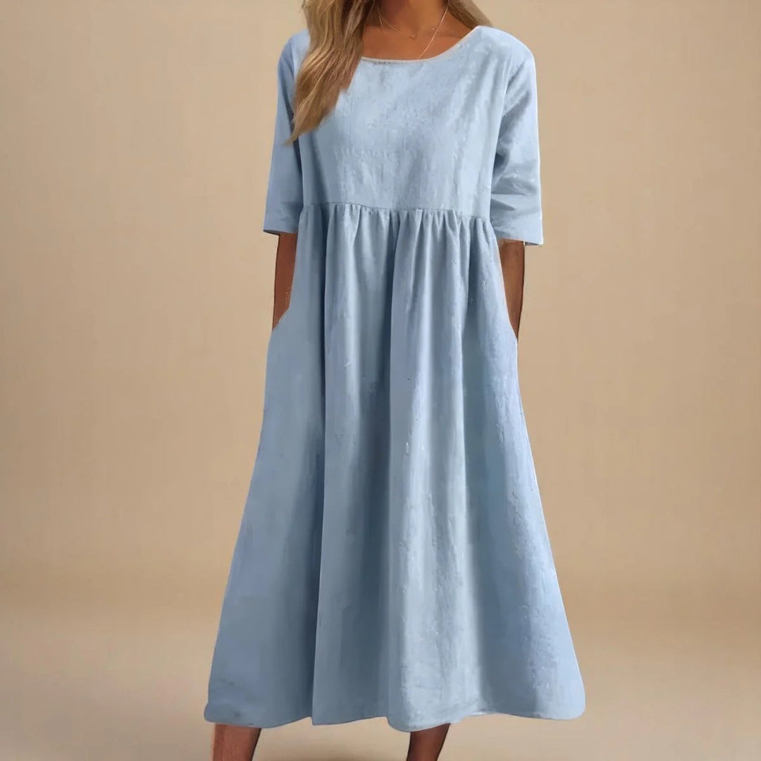 Hailey™ | Relaxed Fit Three-Quarter Sleeve Midi Dress