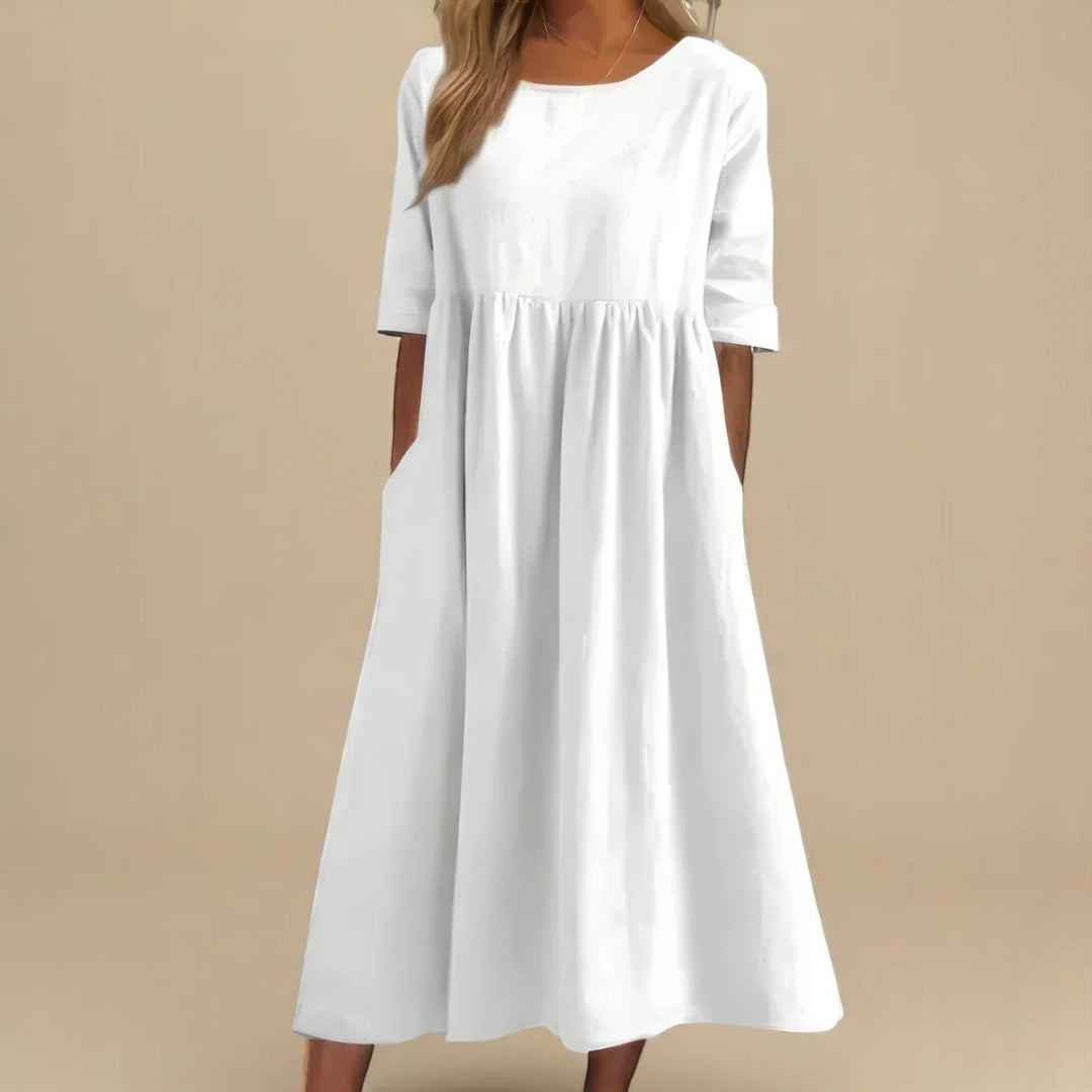 Hailey™ | Relaxed Fit Three-Quarter Sleeve Midi Dress