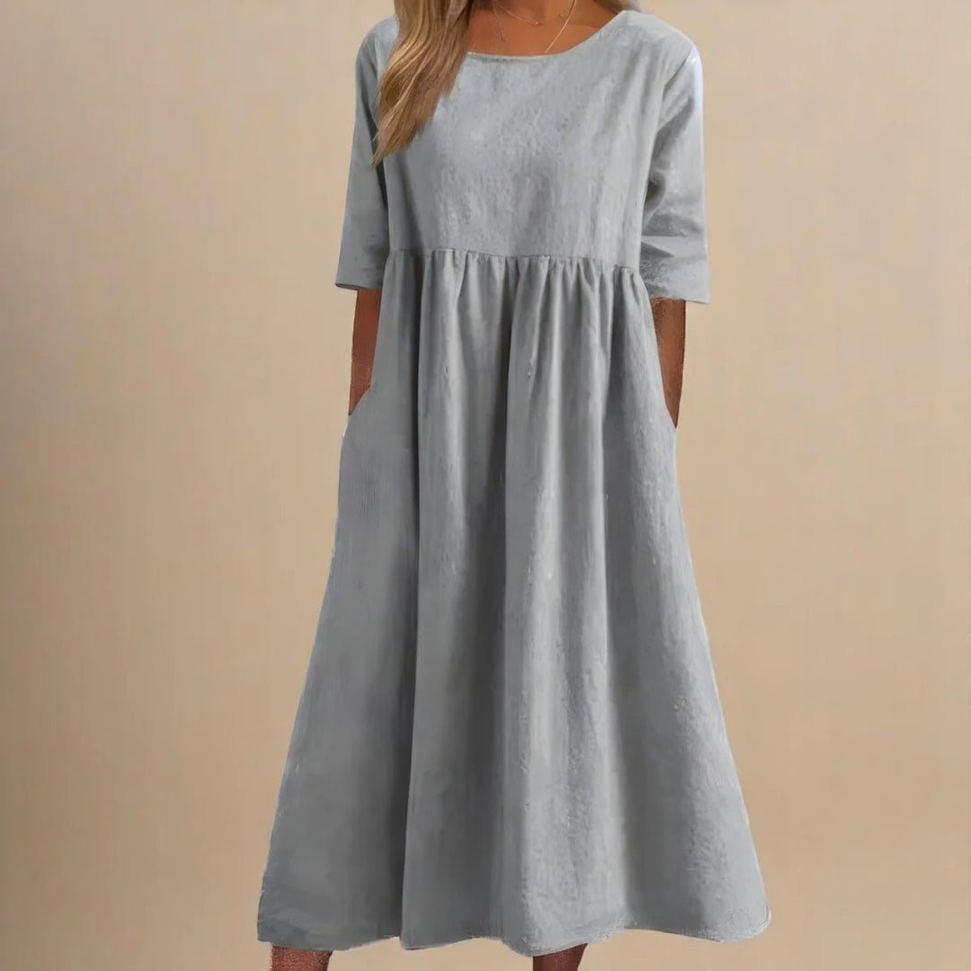 Hailey™ | Relaxed Fit Three-Quarter Sleeve Midi Dress