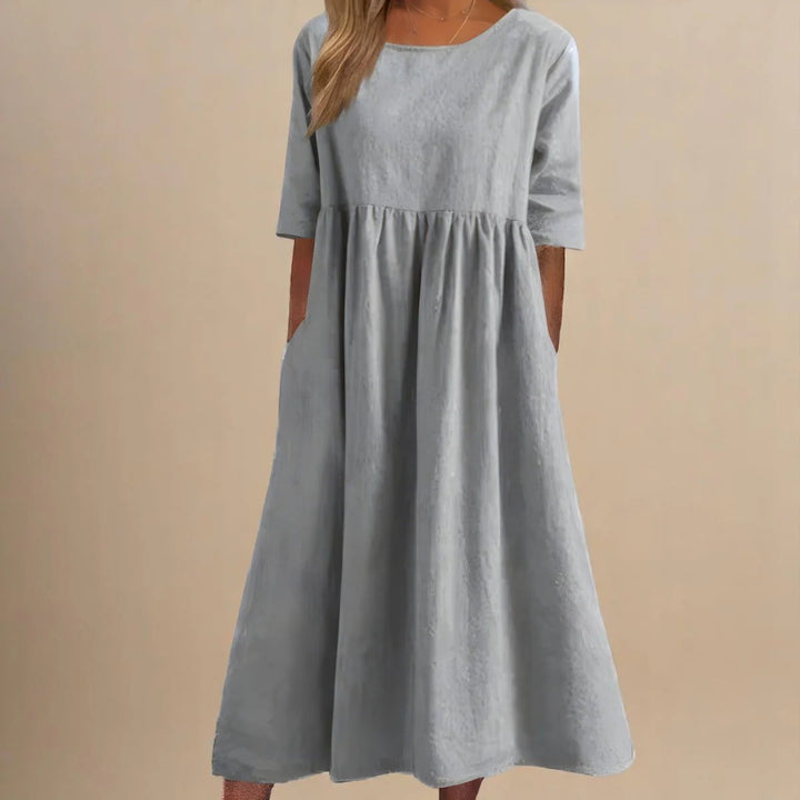 Hailey™ | Relaxed Fit Three-Quarter Sleeve Midi Dress