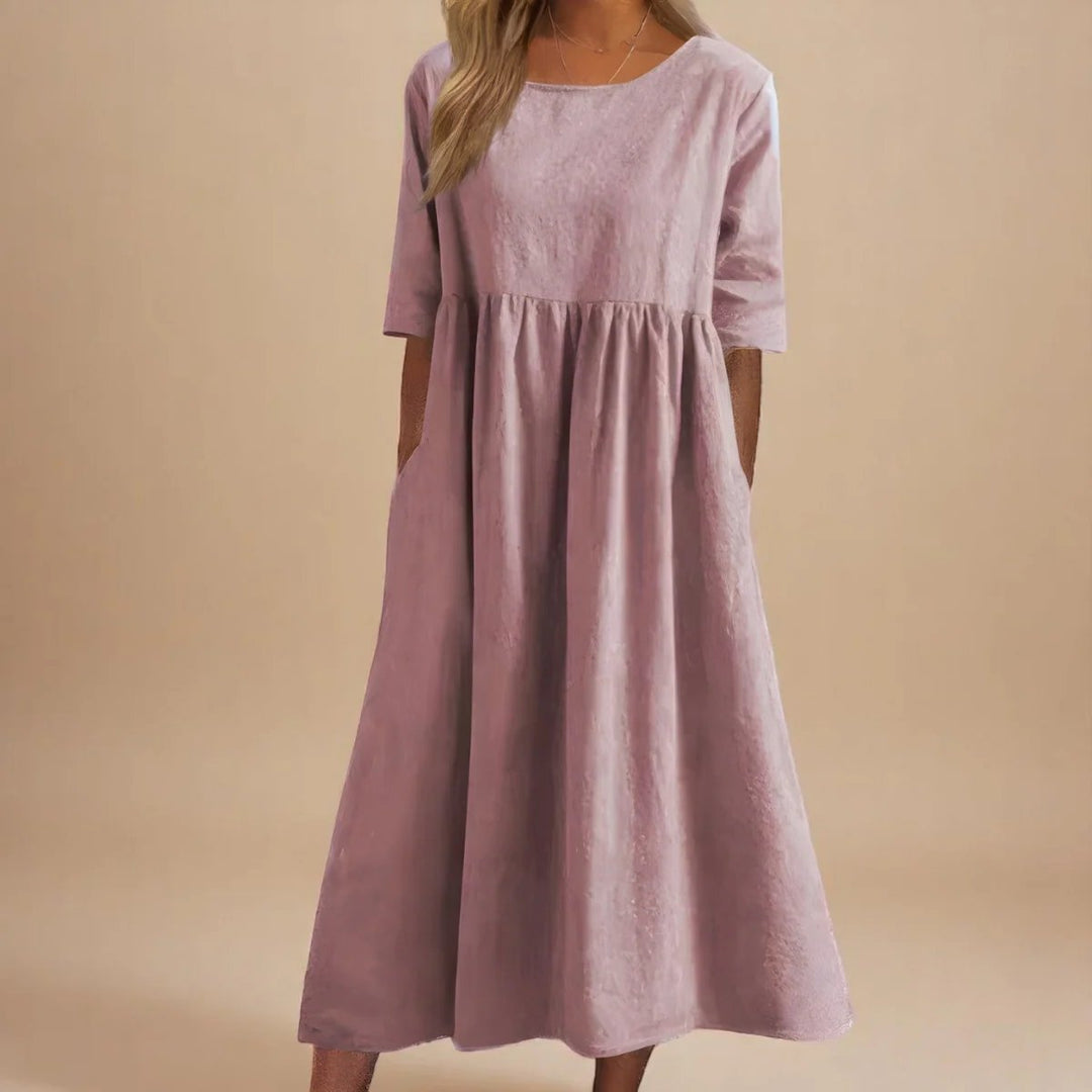 Hailey™ | Relaxed Fit Three-Quarter Sleeve Midi Dress